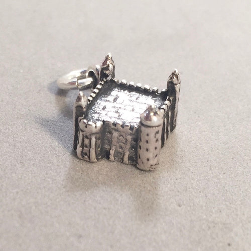 TOWER Of LONDON Small .925 Sterling Silver 3-D Charm Pendant UK Royal Palace Souvenir TB04