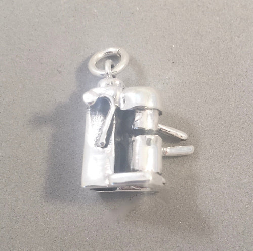 ESPRESSO MACHINE .925 Sterling Silver 3-D Charm Pendant Rome Italy Drink Coffee Barista Maker kt09