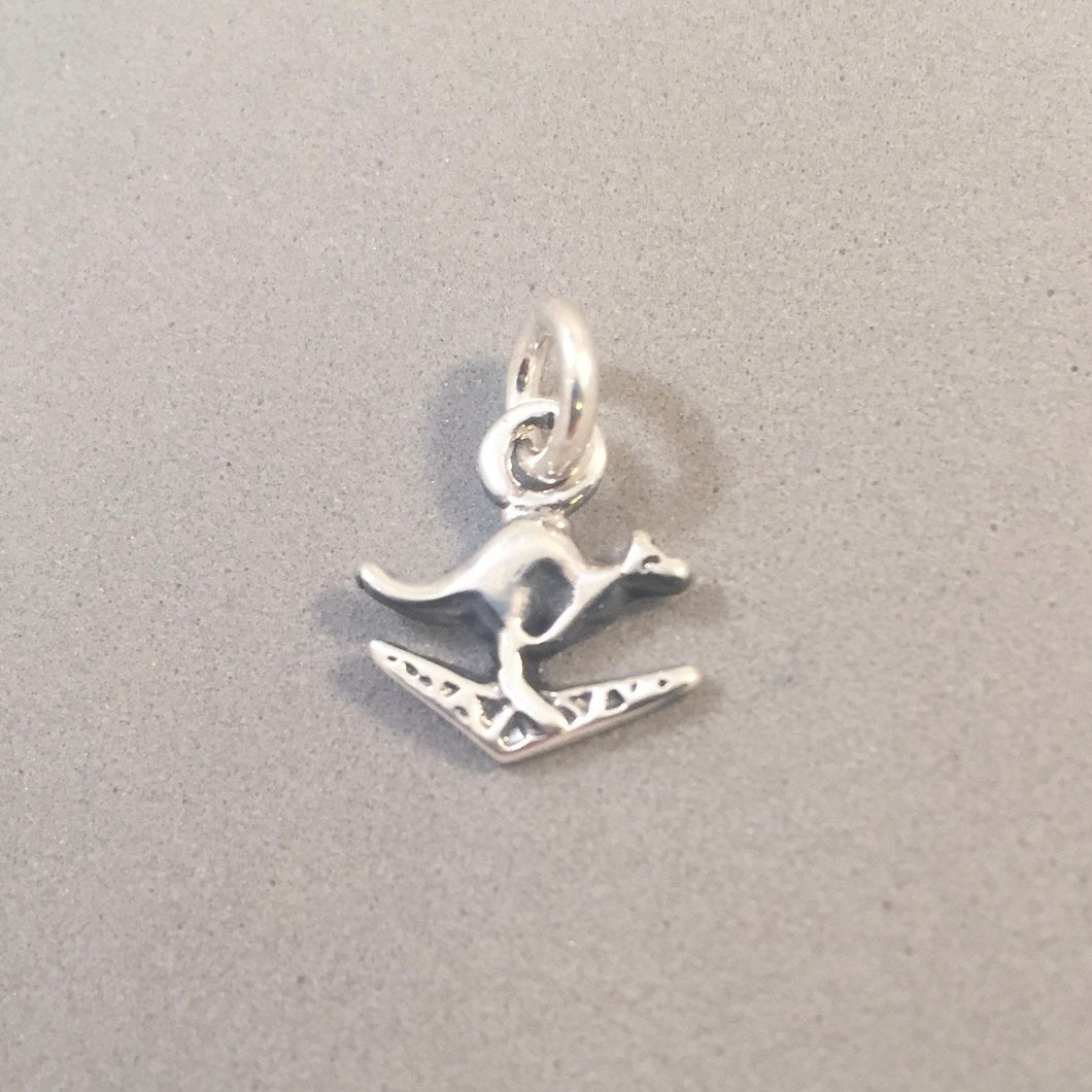 KANGAROO & BOOMERANG .925 Sterling Silver Small Charm Pendant Australia TR01