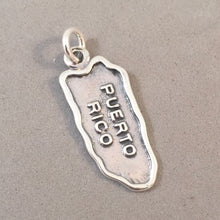 Load image into Gallery viewer, PUERTO RICO MAP .925 Sterling Silver Charm Pendant San Juan Caribbean Island TU59