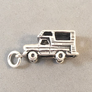 TRUCK CAMPER .925 Sterling Silver 3-D Charm Pendant Pickup Trailer Motorhome RV vh04