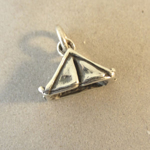 TENT .925 Sterling Silver 3-D Charm Pendant Scouts Camping Camp Pup Tent New 925 hb21