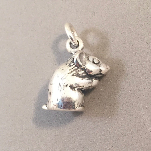 HAMSTER .925 Sterling Silver 3-D Charm Pendant Mouse Rat Gerbil Pocket Gopher Prairie Dog AZ03