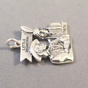 LITTLE BIGHORN Large .925 Sterling Silver Charm Pendant Battle of Sitting Bull Custer National Monument pm51