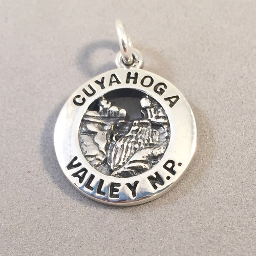 CUYAHOGA VALLEY National Park .925 Sterling Silver Charm Pendant Brandywine Falls Ohio Souvenir np60