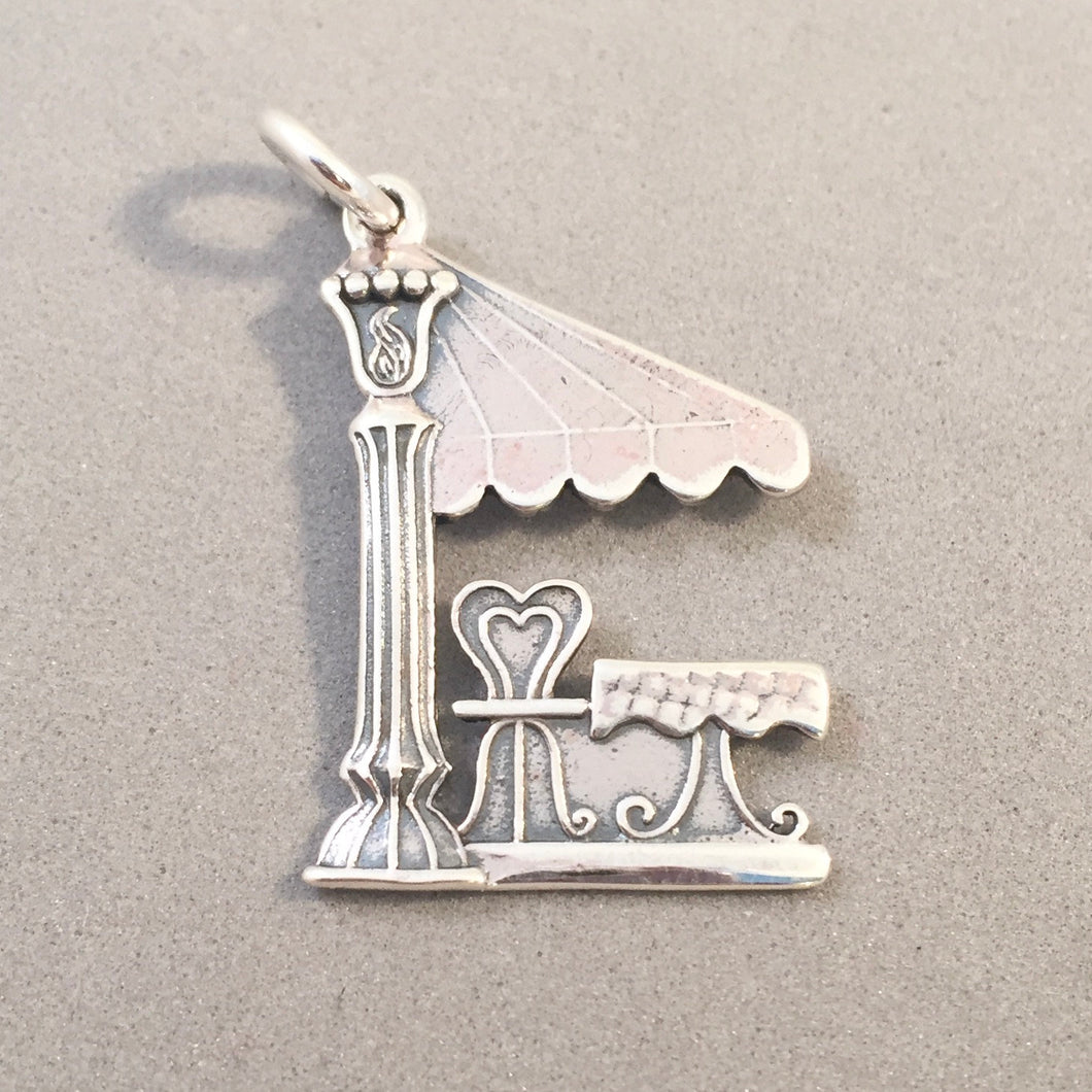 SIDEWALK CAFE .925 Sterling Silver Charm Pendant Paris France Rome Italy Europe Outdoor Souvenir kt44