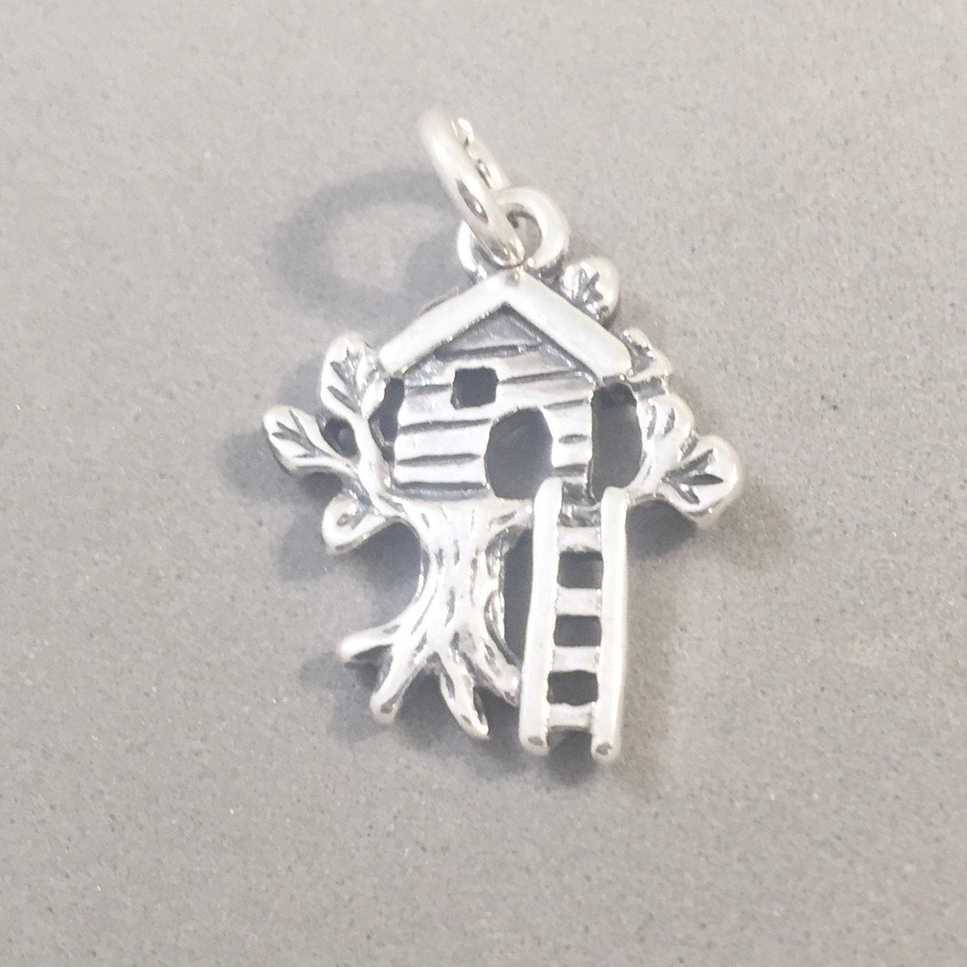 TREE HOUSE .925 Sterling Silver Charm Pendant Fort Ladder  925 hm02