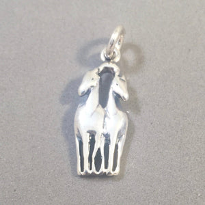 TWO HORSES .925 Sterling Silver Charm Pendant Standing Side by Side Noahs Arc Mare Pair AN69