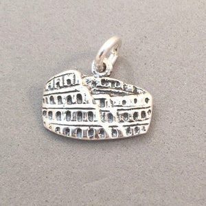 ROMAN COLOSSEUM .925 Sterling Silver 3-D Charm Pendant Europe Rome Italy Ruins Coliseum ti13