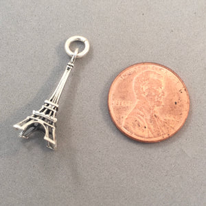 EIFFEL TOWER Thin 925 Sterling Silver 3-D Charm Pendant Paris France Souvenir tf01