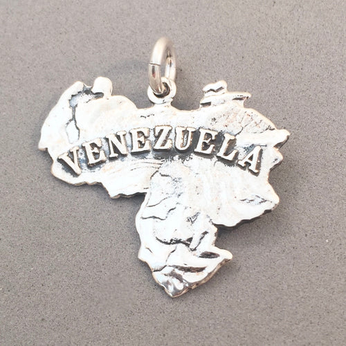 VENEZUELA MAP .925 Sterling Silver Charm Pendant Souvenir Caracas South America tm19
