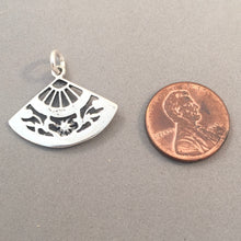 Load image into Gallery viewer, FAN .925 Sterling Silver 3-D Charm Pendant Abanico Andalusia Spain Spanish Flamenco Dancer Geisha du14