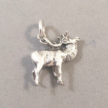 Load image into Gallery viewer, ELK .925 Sterling Silver 3-D Charm Pendant National Park Forest Hunt Antlers Figural an07