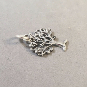 SPRING TREE .925 Sterling Silver Charm Pendant Garden Leaves Branches Tree of Life Elm Fall ga05