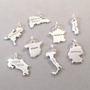 ECUADOR MAP .925 Sterling Silver Charm Pendant Quito Galapagos South America Country Souvenir ct18-ec