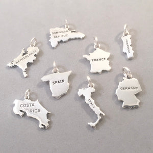 REPUBLIC OF IRELAND MAP Republic of Ireland .925 Sterling Silver Charm Pendant Dublin Galway Cork Killarney Country Souvenir ct18-RI