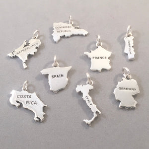 SOUTH KOREA MAP .925 Sterling Silver Charm Pendant Seoul Busan Asia Country Outline Souvenir ct18-sk