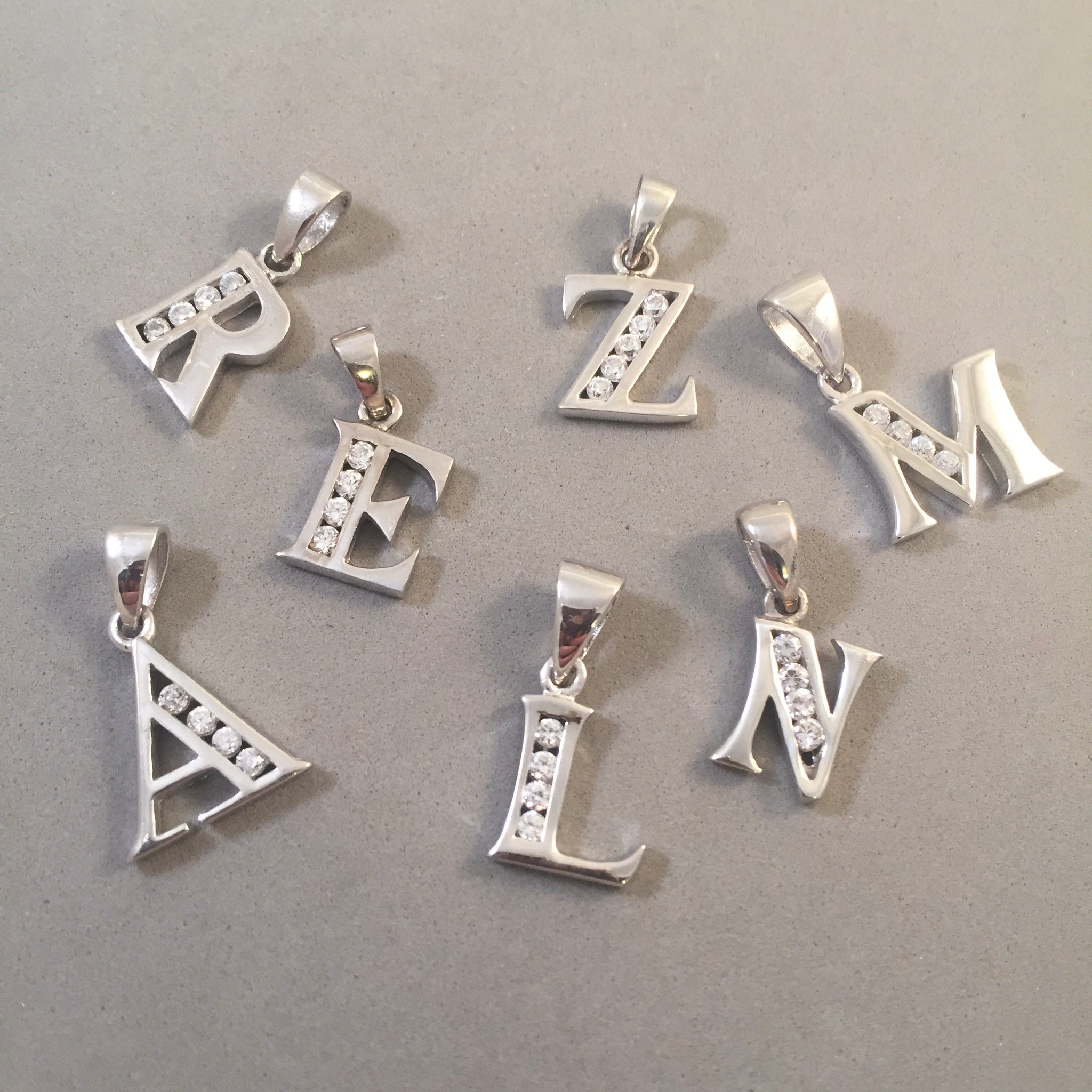 Alphabet Small .925 Sterling Silver Charm Pendant Letter Initial High Polished Tiny Little LT-S S