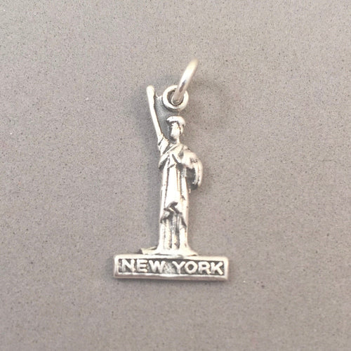 NEW YORK Statue of Liberty .925 Sterling Silver 3-D Charm Pendant Landmark City Manhattan Souvenir New PM52