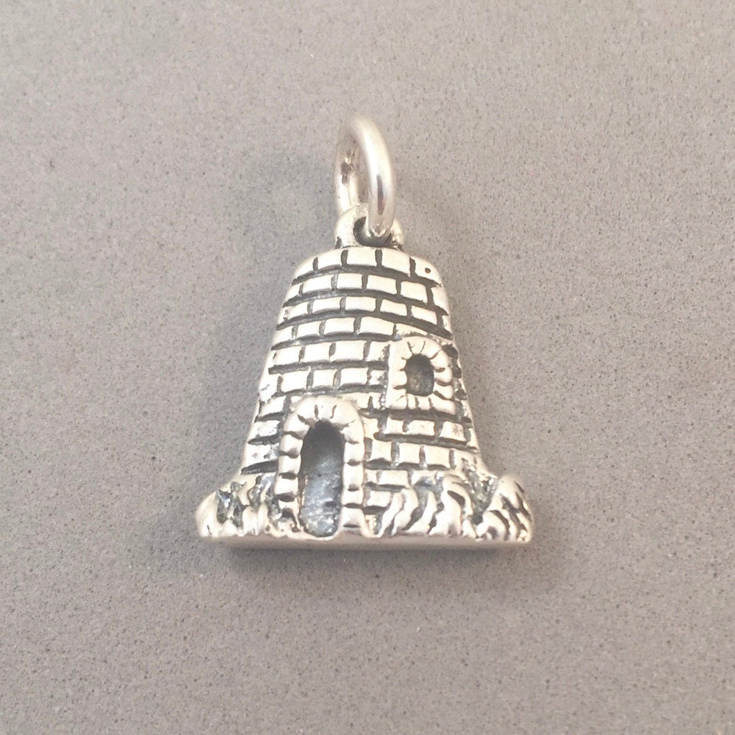 SUGAR MILL .925 Sterling Silver Charm Pendant US Virgin Islands Caribbean Barbados Stone Hut Ireland Souvenir TR20