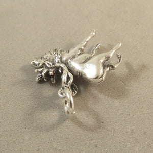 ELK .925 Sterling Silver 3-D Charm Pendant National Park Forest Hunt Antlers Figural an07