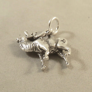 ELK .925 Sterling Silver 3-D Charm Pendant National Park Forest Hunt Antlers Figural an07