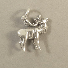 Load image into Gallery viewer, ELK .925 Sterling Silver 3-D Charm Pendant National Park Forest Hunt Antlers Figural an07