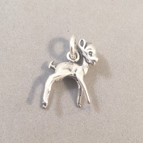 FAWN .925 Sterling Silver 3-D Charm Pendant baby Deer Bambie Animal  an22