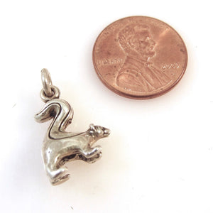 SKUNK .925 Sterling Silver 3-D Charm Pendant Animal tail Up Spaying FF01