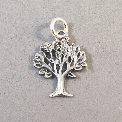 SPRING TREE .925 Sterling Silver Charm Pendant Garden Leaves Branches Tree of Life Elm Fall ga05