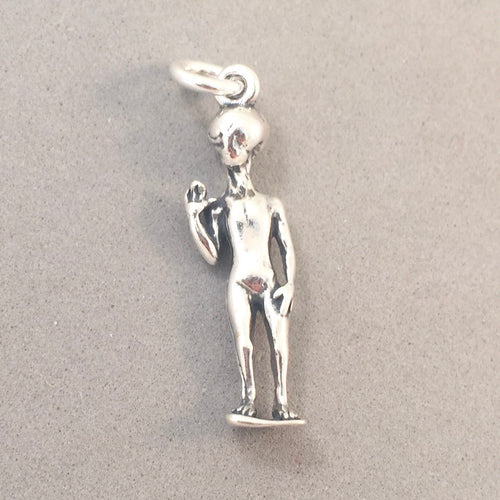 ALIEN .925 Sterling Silver 3-D Charm Pendant UFO Martian Outer Space Extraterrestrial Roswell tw37