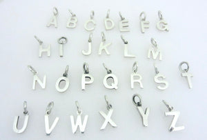 ALPHABET SMALL .925 Sterling Silver Charm Pendant Letter Initial High Polished Tiny Little LT-S