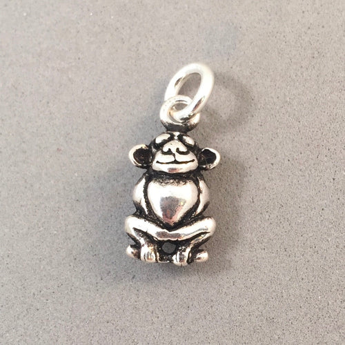 Sale! MONKEY Sitting on BRANCH .925 Sterling Silver 3-D Charm Pendant Cute Silly an110