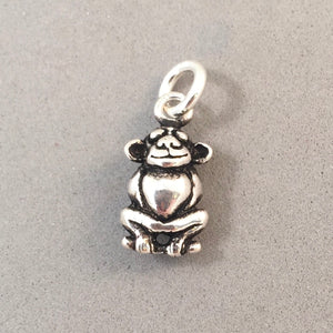 MONKEY Sitting on BRANCH .925 Sterling Silver 3-D Charm Pendant Cute Silly AZ05