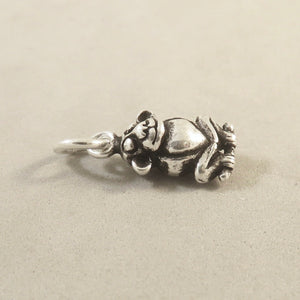 MONKEY Sitting on BRANCH .925 Sterling Silver 3-D Charm Pendant Cute Silly AZ05