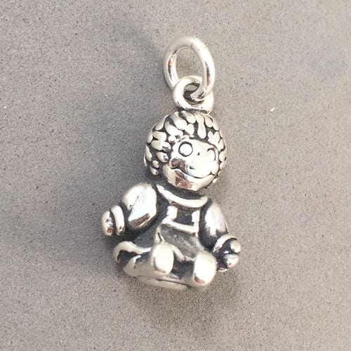 Sale! RAG DOLL .925 Sterling Silver 3-D Charm Pendant Stuffed Toy Raggedy Ann BA108