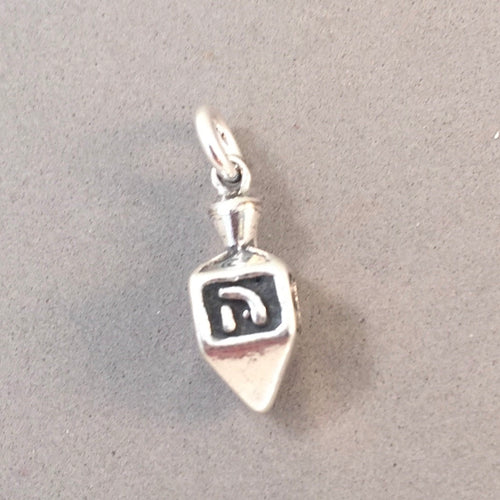 DREIDEL .925 Sterling Silver Charm Pendant Hebrew Jewish Hanukkah Toy Game Spinning Top HK02