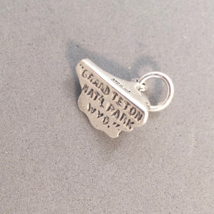 GRAND TETON 3-D .925 Sterling Silver Charm Small Pendant National Park Mountains Wyoming pm43