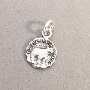 BIG BEAR LAKE .925 Sterling Silver Charm Small Pendant California Ski Souvenir tw16