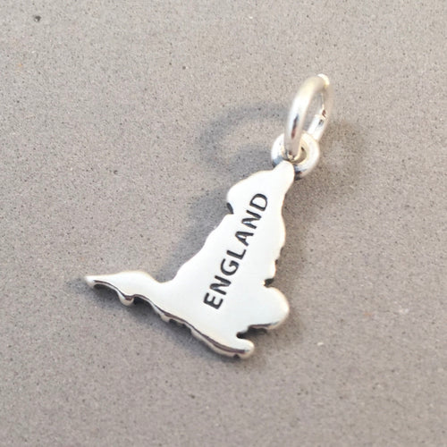 ENGLAND MAP .925 Sterling Silver Charm Pendant London Manchester Birmingham Liverpool Souvenir ct18-en