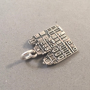 AMSTERDAM .925 Sterling Silver Charm Pendant Canal Houses Holland Netherlands Souvenir td01