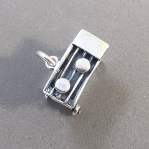 BARBECUE GRILL .925 Sterling Silver 3-D Charm Pendant BBQ Cook out Burgers Hamburgers HM08