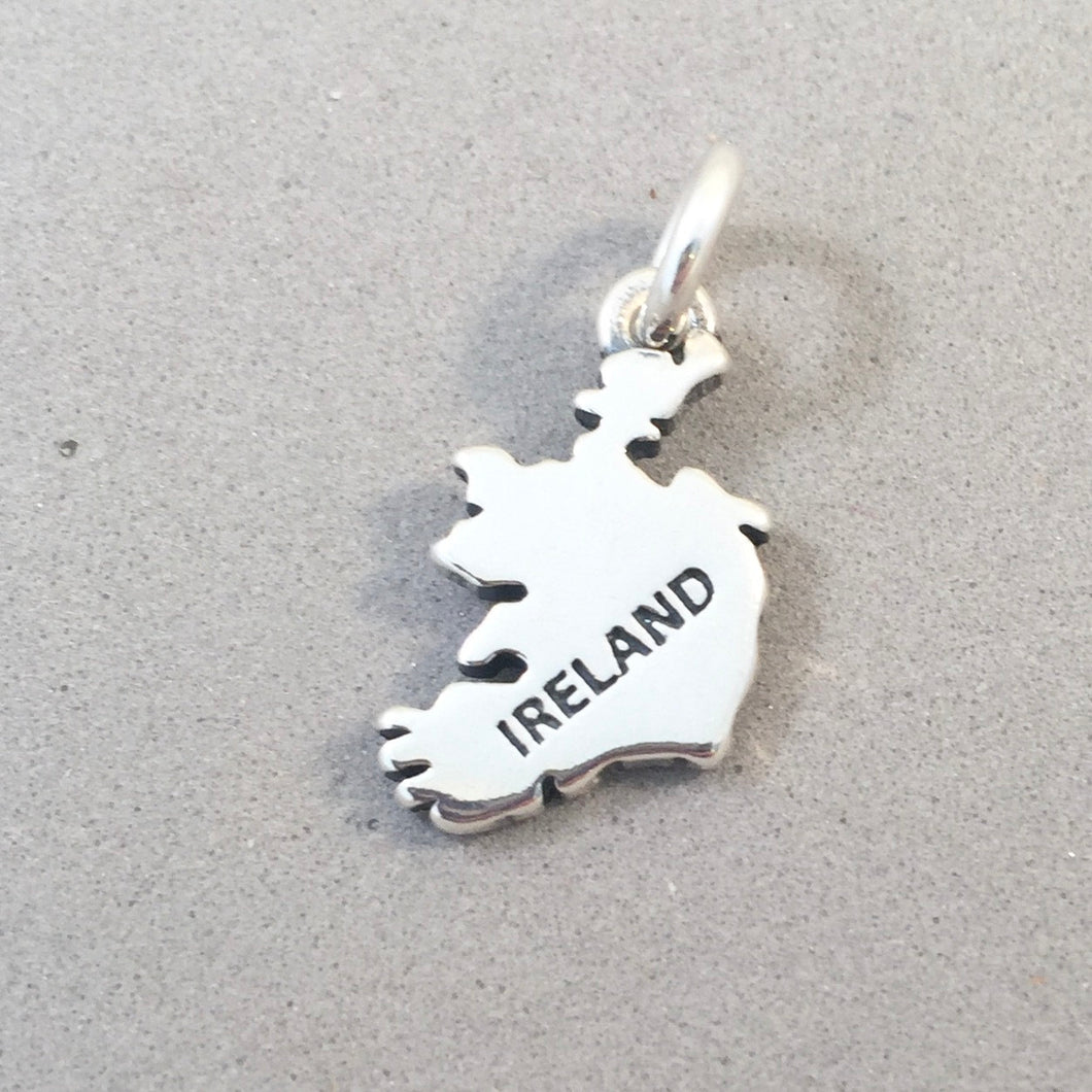 REPUBLIC OF IRELAND MAP Republic of Ireland .925 Sterling Silver Charm Pendant Dublin Galway Cork Killarney Country Souvenir ct18-RI