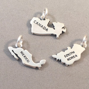 SOUTH KOREA MAP .925 Sterling Silver Charm Pendant Seoul Busan Asia Country Outline Souvenir ct18-sk