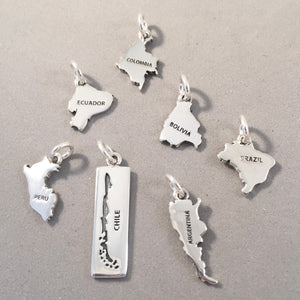 CHINA MAP .925 Sterling Silver Charm Pendant Country Beijing Shanghai Asia Souvenir ct18-CH