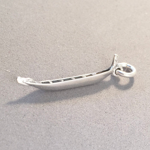 LONG-TAIL BOAT .925 Sterling Silver Charm Pendant Thailand Floating Market Longboat Dugout Canoe ta32