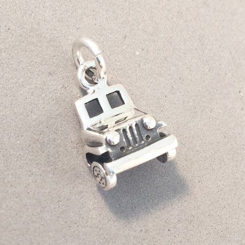 JEEP FRONT .925 Sterling Silver 3-D Charm Pendant Car Vehicle Hood 4WD vh02