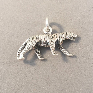 TIGER .925 Sterling Silver 3-D Charm Pendant Cat Safari Jungle Bengal Siberian Sumatran Africa an73