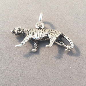 TIGER .925 Sterling Silver 3-D Charm Pendant Cat Safari Jungle Bengal Siberian Sumatran Africa an73