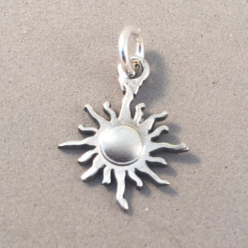 SUN .925 Sterling Silver Charm Pendant Hot Summer Beach Vacation Rays Celestial Astrology my06